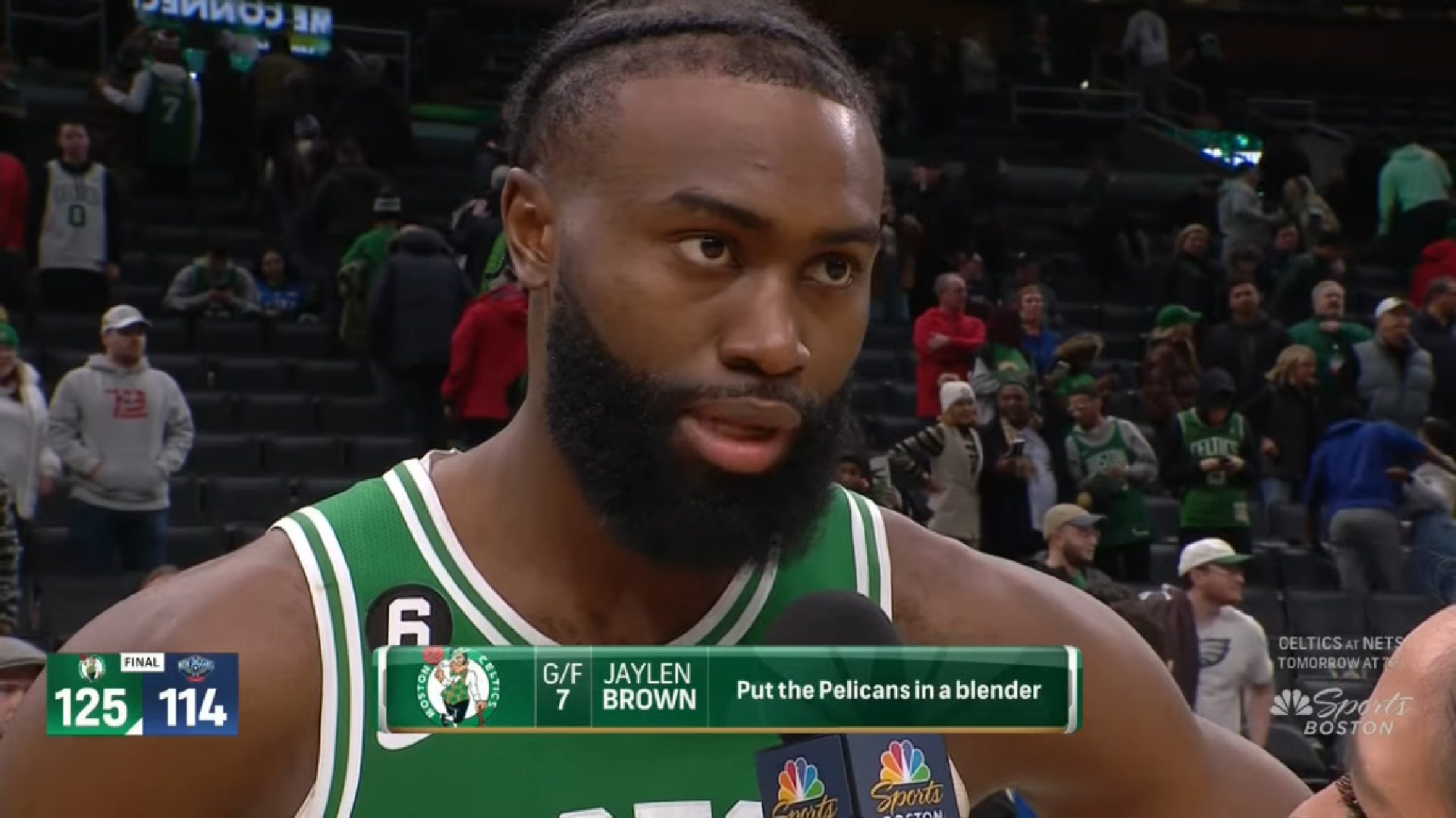 Jaylen Brown hausse le ton face aux Pelicans 41 points, 12 rebonds à