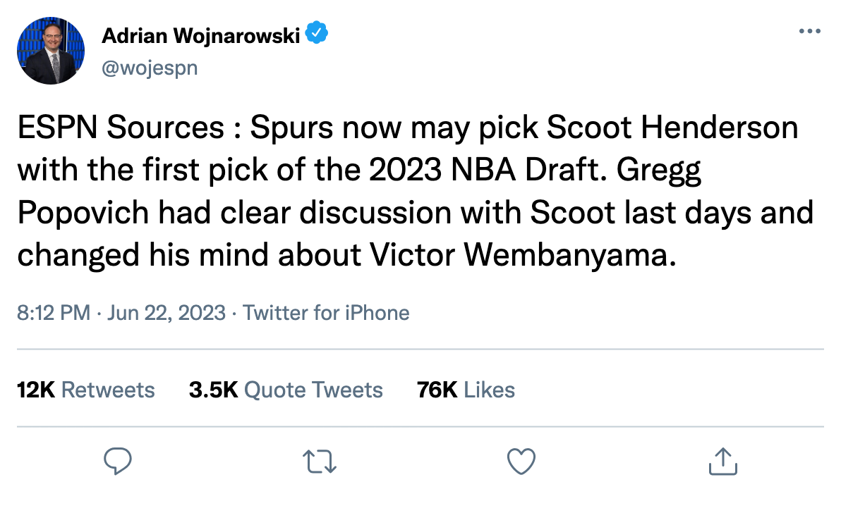 Woj Tweet Henderson