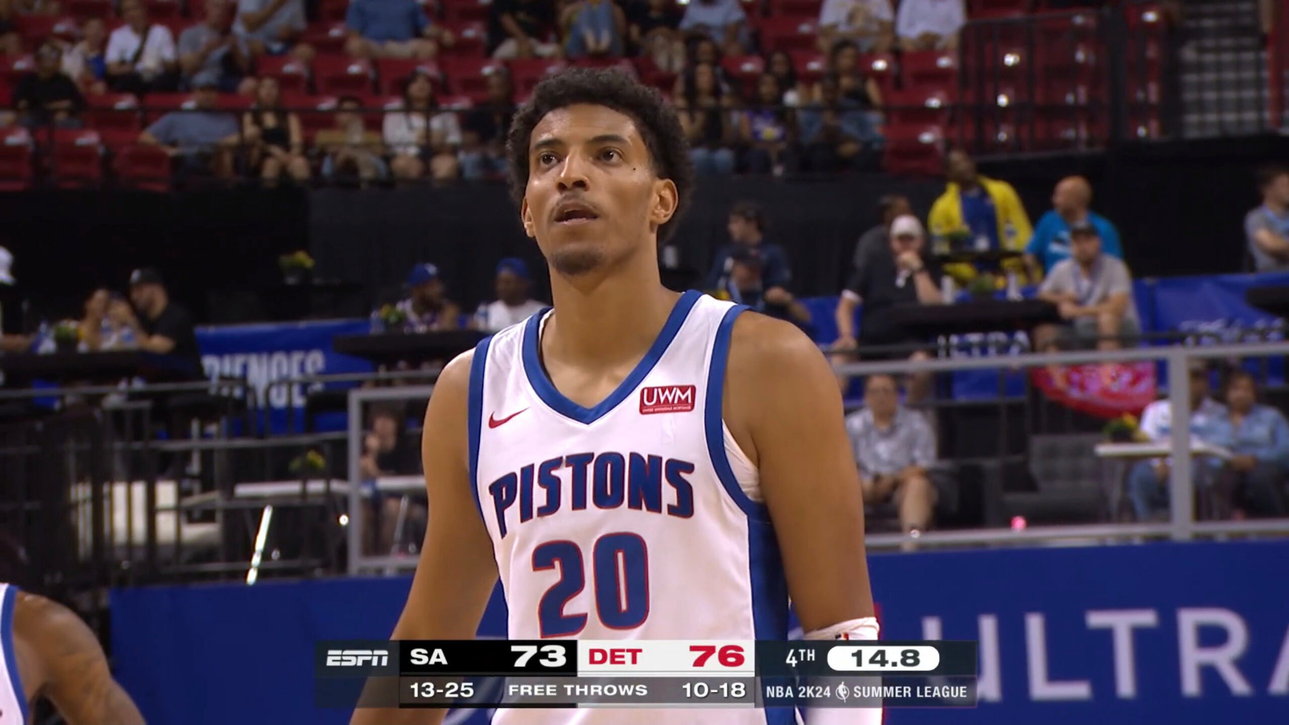 French Players Malcolm Cazalon and Sidy Cissoko Clash in Pistons vs. Spurs Summer League Game
