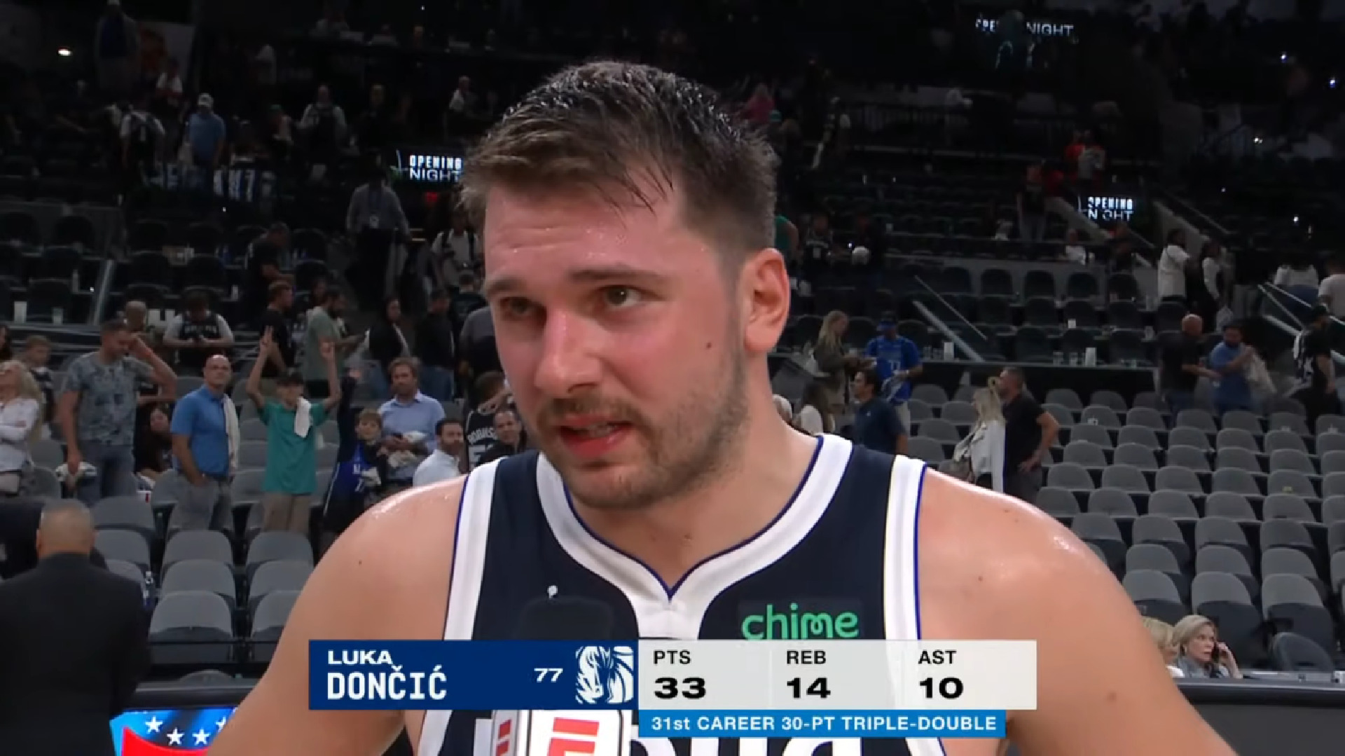 Luka Doncic s'est occupé des Spurs : 33 points, 14 rebonds et 10 passes
