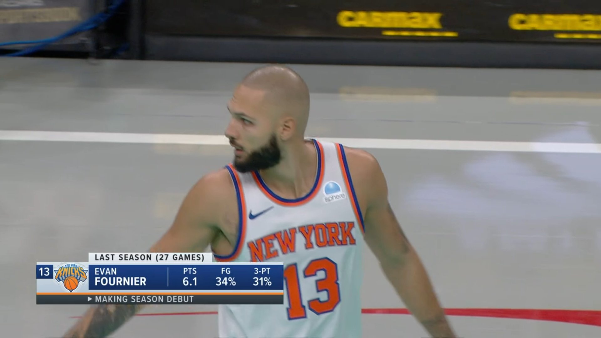 Evan Fournier played basketball again last night!  Finally !