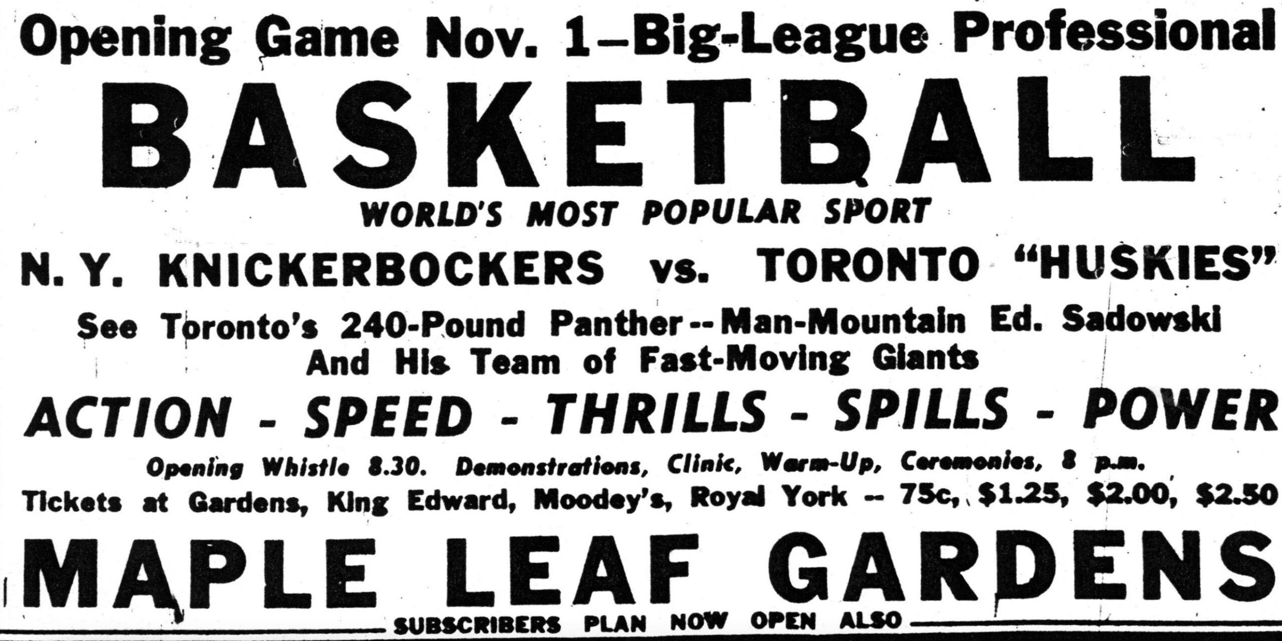 Le 1er novembre 1946, le premier match de l'histoire de la NBA se