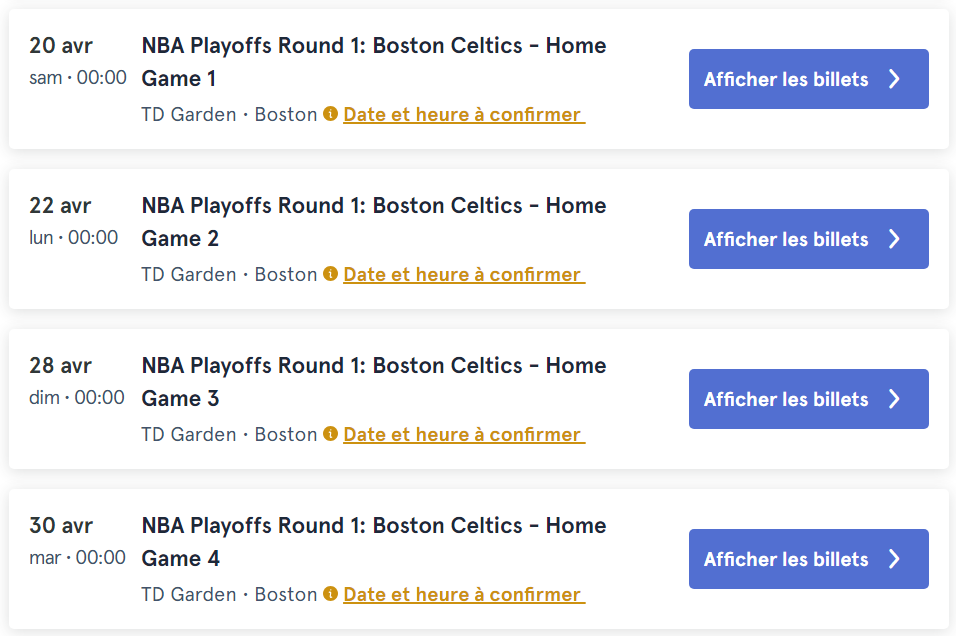 Billets Playoffs NBA Boston Celtics Hellotickets 6 avril 2024