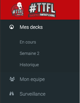 TrashTalk Fantasy League - Menu Mon équipe TTFL