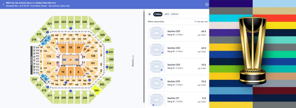 Bannière Warriors - Spurs NBA Cup 29 octobre 2025