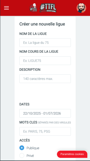 TTFL - formulaire création défi