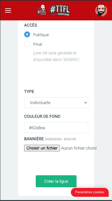 TTFL - formulaire création défi - 2