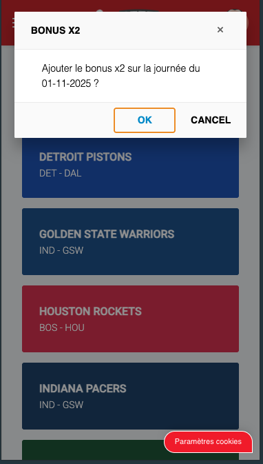 TTFL - popup validation activation bonus x2