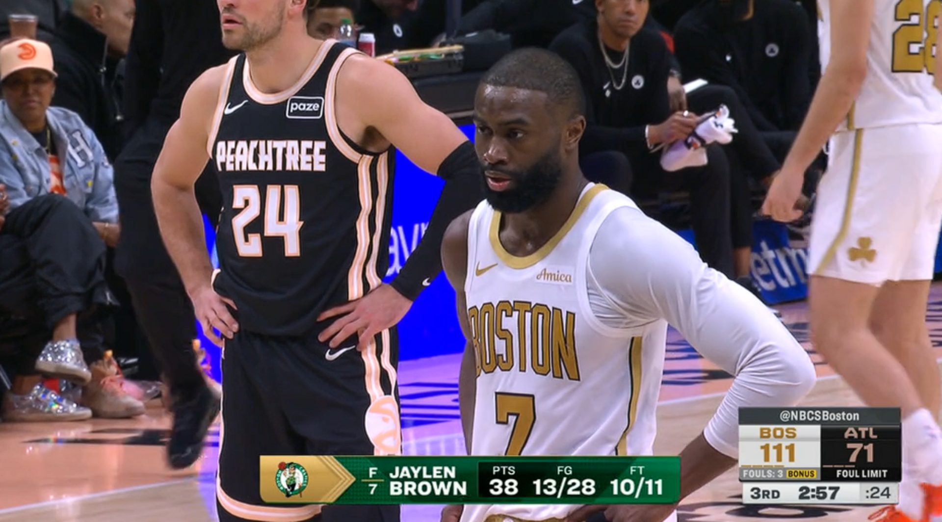 Jaylen Brown plante 41 points en 29 minutes face aux Hawks (132-106)