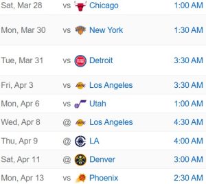 OKC Schedule