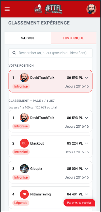 Point Legacy en TTFL